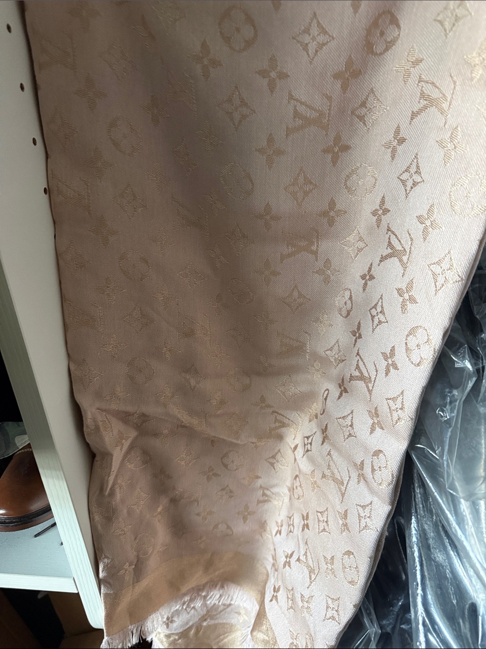 Louis Vuitton Pale Pink Monogram Silk Shawl